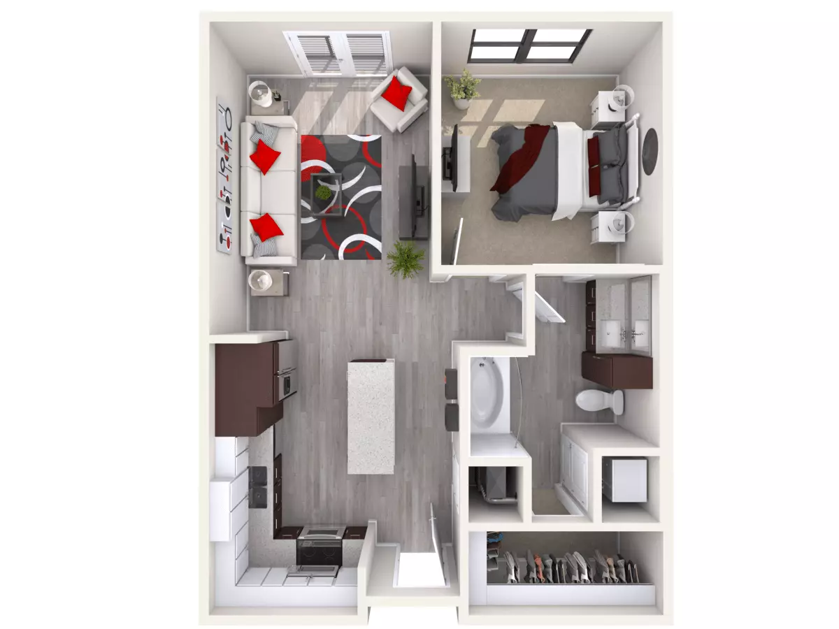 1 Bed • 1 Bath 4057 floor plan