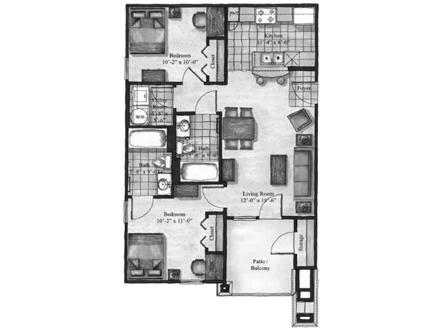 Unit Attached Bath Unrenovated Attached Bath Unrenovated floor plan