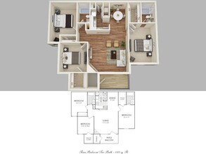 3BR/2BA 205 floor plan
