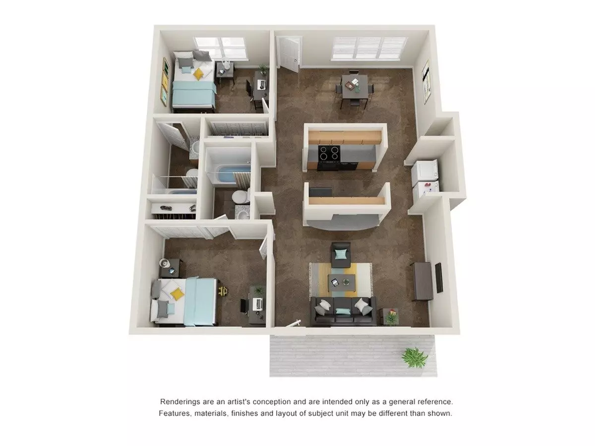 2BR/2BA floor plan