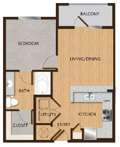 One-Bedroom Apartment (A1) 125 floor plan