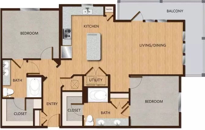 Two-Bedroom Apartment (B1) 269 floor plan