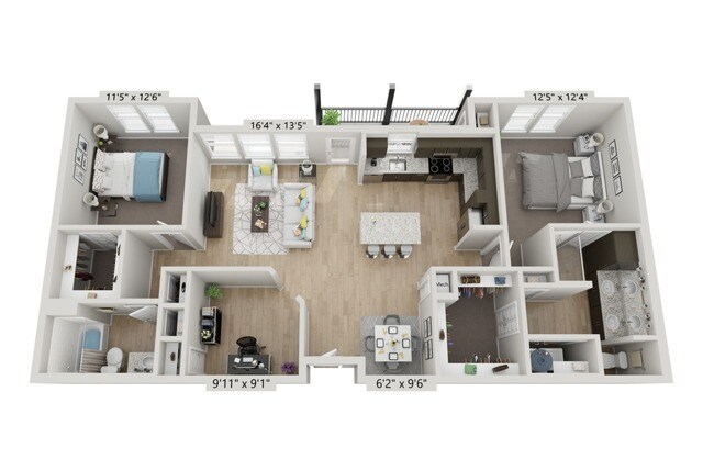 B2-2BR/2BA 5308 floor plan