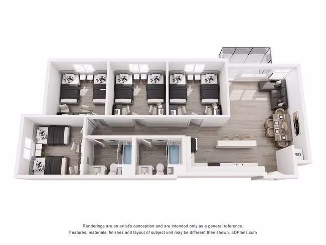 Unit 2 Bed Spaces Shared floor plan