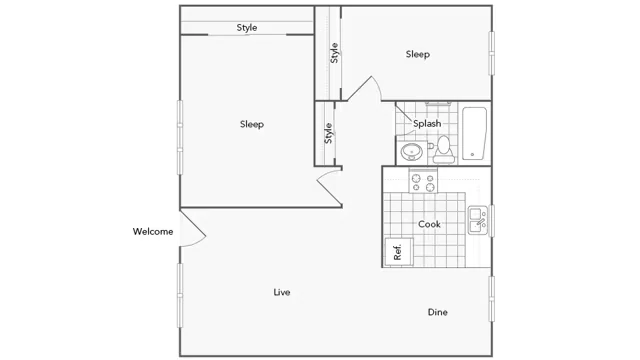 Courtyard 85-2E floor plan