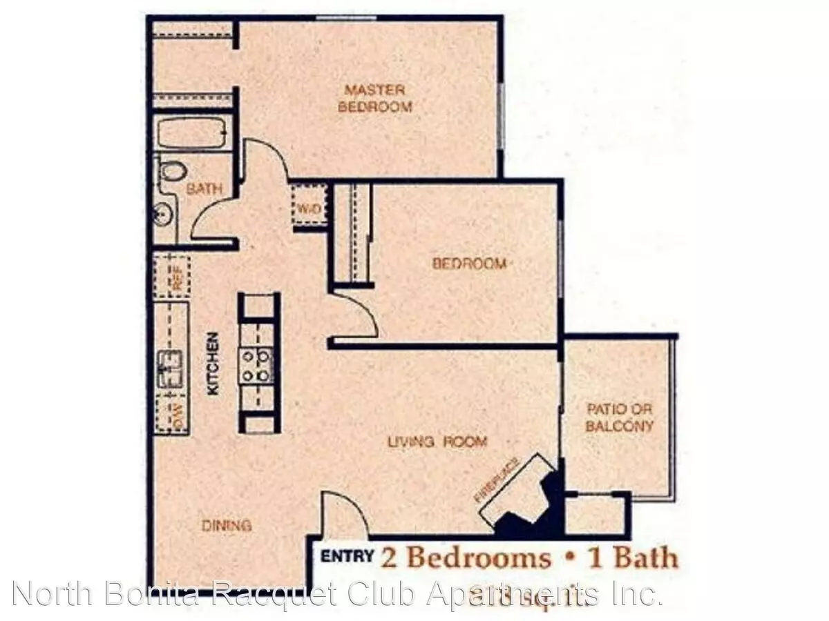 2-Bedroom, 1-Bathroom 203 floor plan