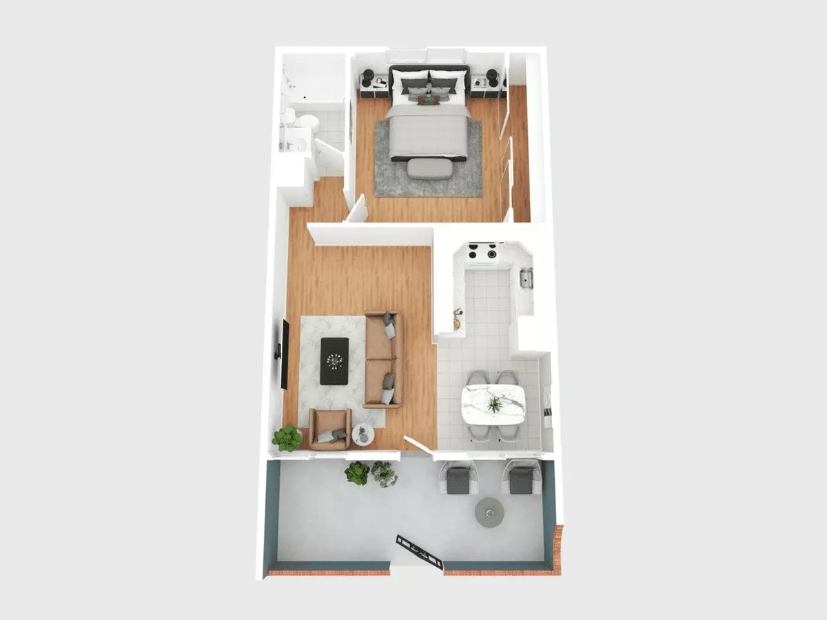 1BR/1BA floor plan