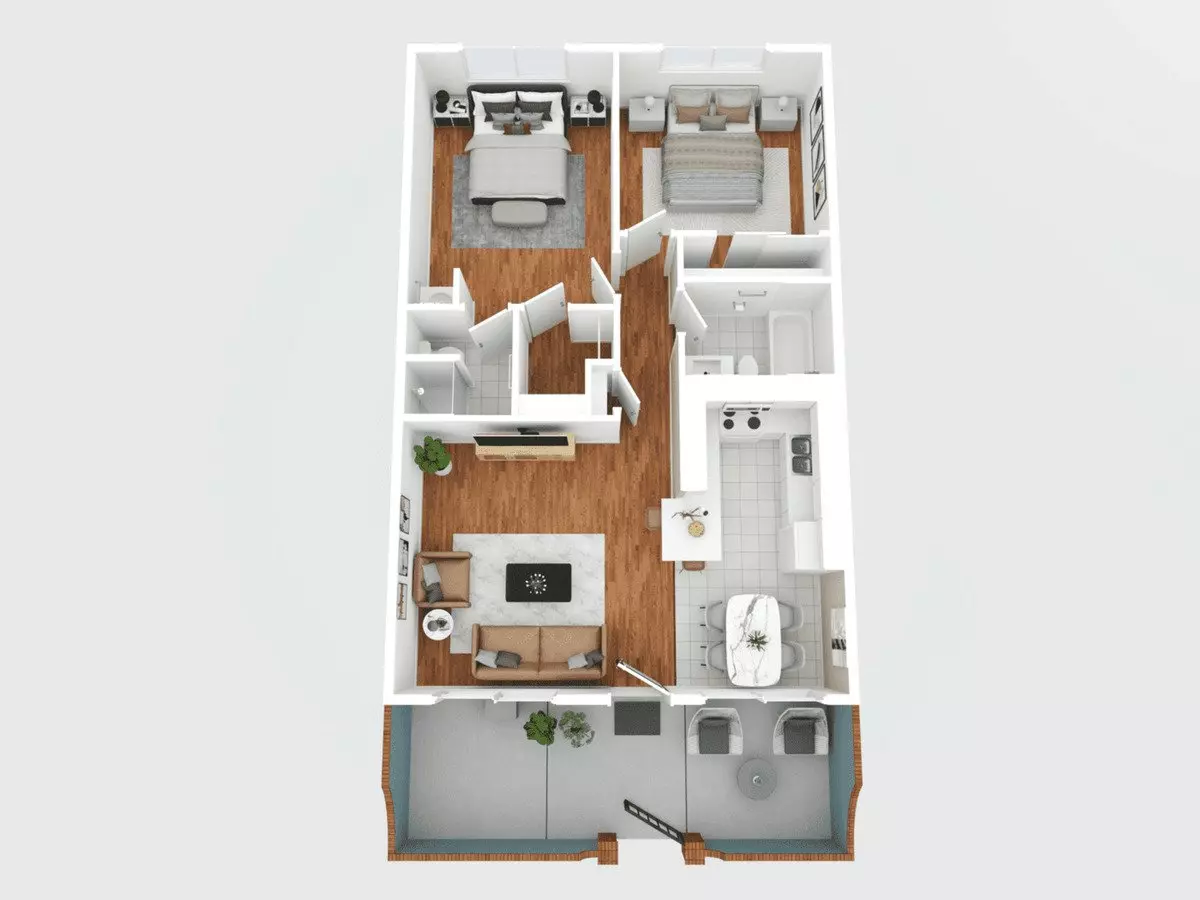 2BR/2BA floor plan