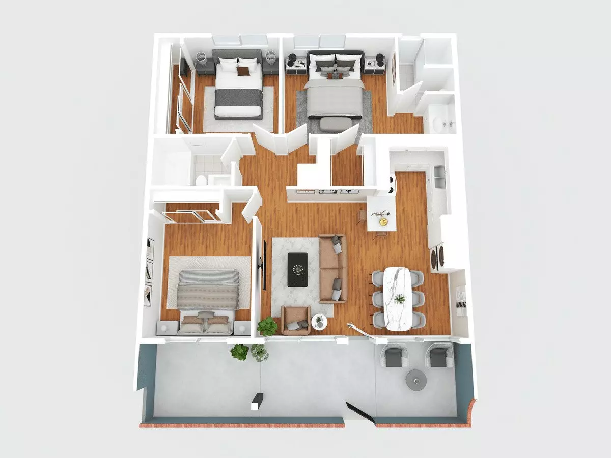 3BR/2BA floor plan