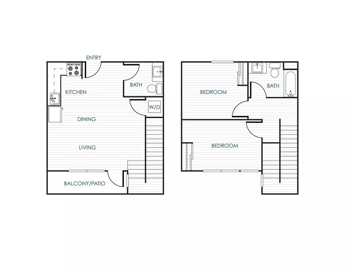 2-Bedroom 1-Bathroom Traditional Unit 601 floor plan