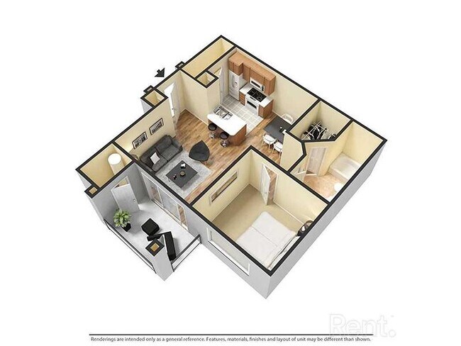 1x1R-707 1147 floor plan