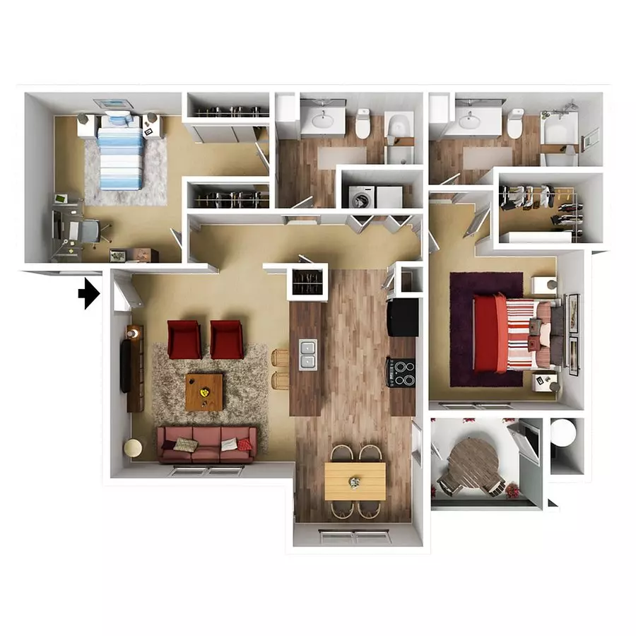 2 Bedroom 2 Bath 8-356 floor plan