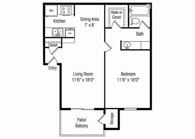 1x1 281 floor plan