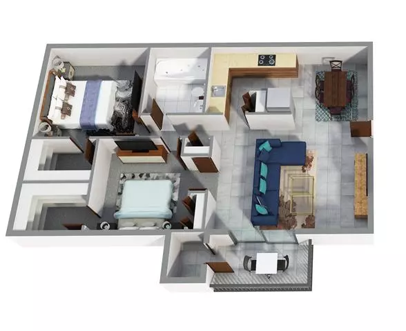 2x1B 266 floor plan