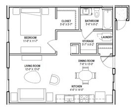 1x1 A-2005 floor plan