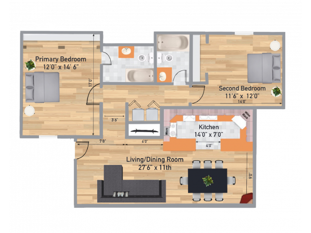 2X2 322 floor plan
