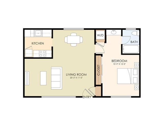 1x1B floor plan