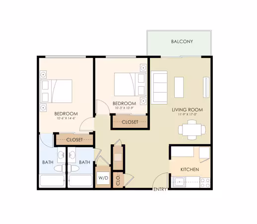 2x2 floor plan