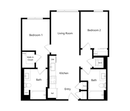 2BR/2BA 367 floor plan