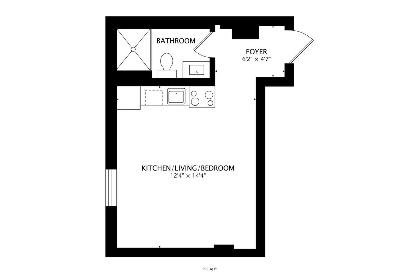 Floor Plan A Studio 1BA 1232-205 1232-205 floor plan