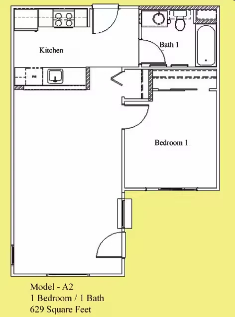 1x1 floor plan
