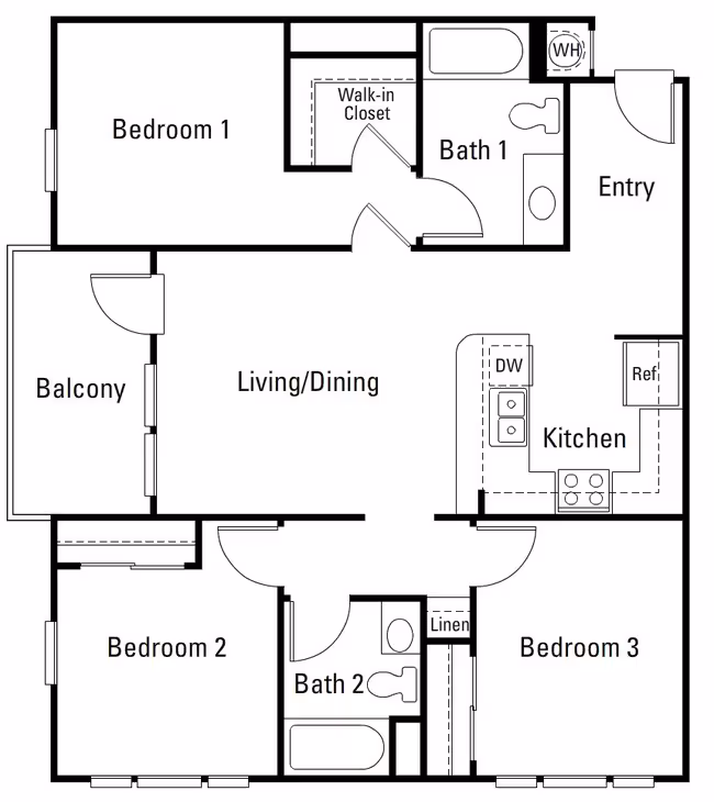3Bed/2Bath floor plan