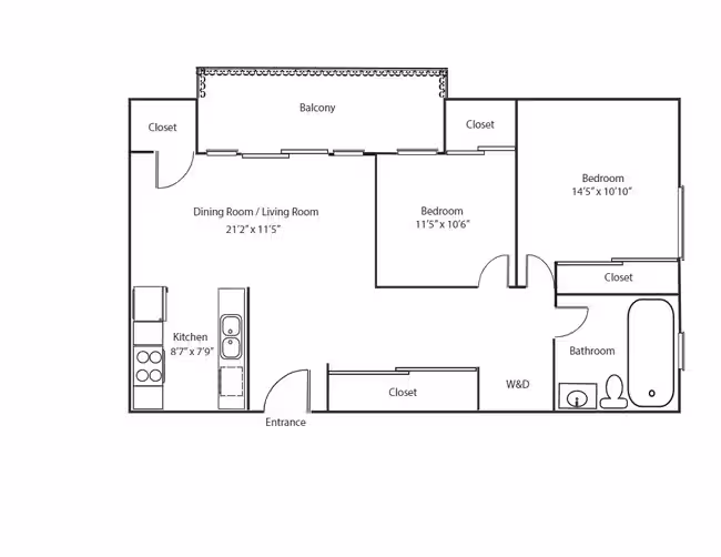 2x1B floor plan