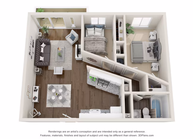 2 Bed 1 Bath 01 floor plan