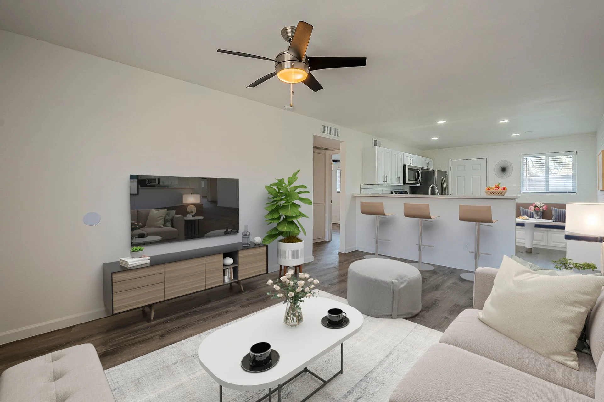 Renovated open floorplan photo 3