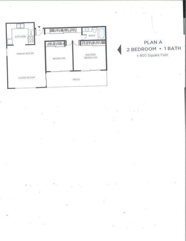 2 Bed 1 Bath D A 56 floor plan