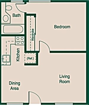 1+1 floor plan