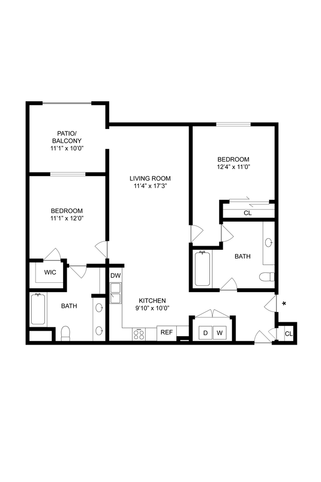 Two Bedroom Two Bathroom A-204 floor plan