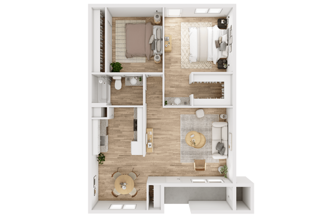 2 Bed 1 Bath 10D floor plan