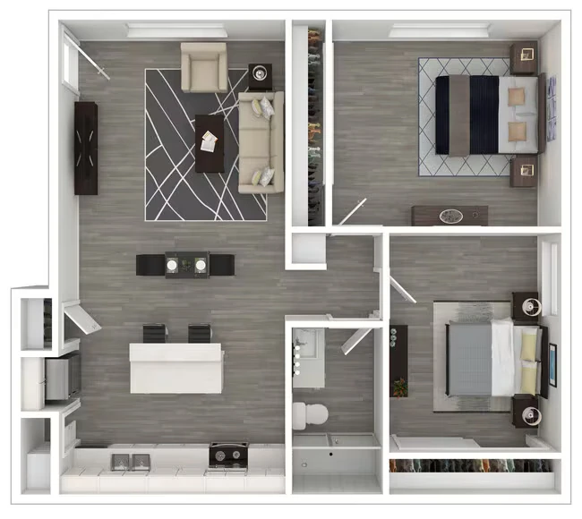 2 Bedrooms floor plan