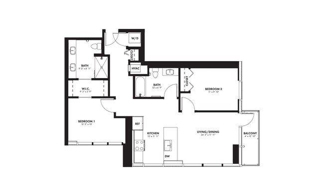 2B 1102 floor plan