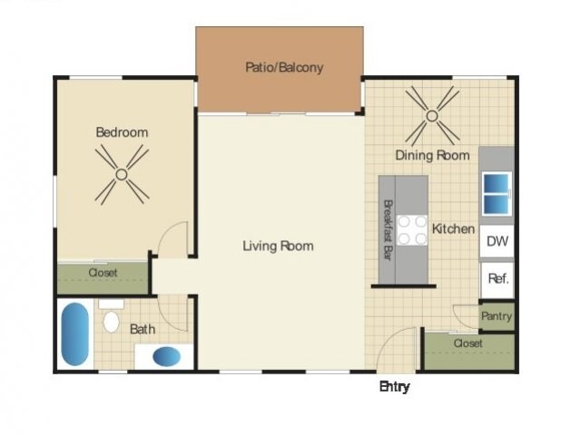 1x1 floor plan