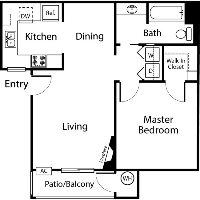 1 Bedroom 1 Bathroom floor plan