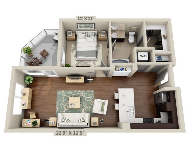One Bedroom A1G N/A-603 floor plan