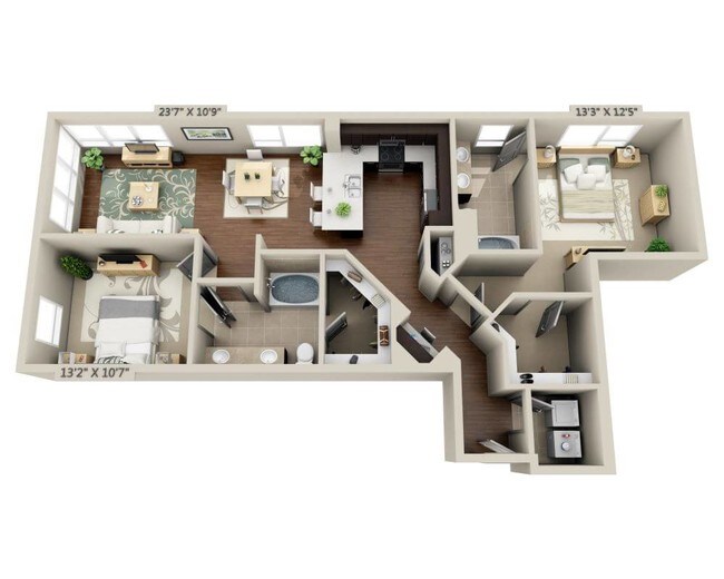 Two Bedroom B2F N/A-300 floor plan