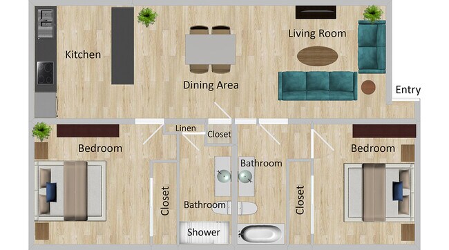 2x2R 78 floor plan