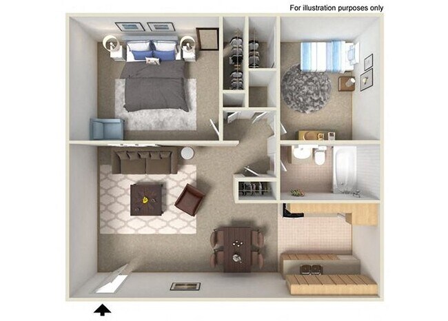 Two Bedroom One Bath 891W-08 floor plan