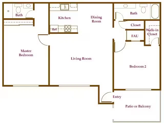2 Bedroom / 2 Bath 42 floor plan