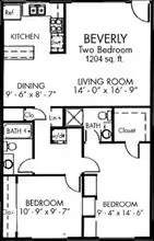 Beverly 2bd floor plan
