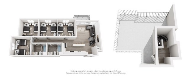 4BR/2BA - Penthouse Shared floor plan