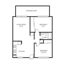 2 Bed 1 Bath 36 floor plan