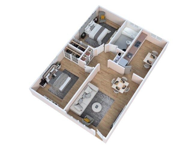 2 Bedroom 1 Bath 520-F floor plan