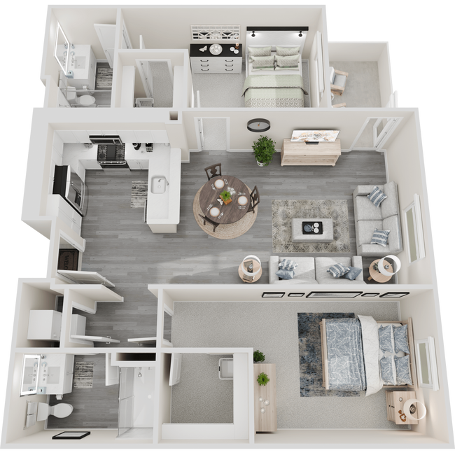 2 Bedrooms, 2 Bathrooms 407 floor plan