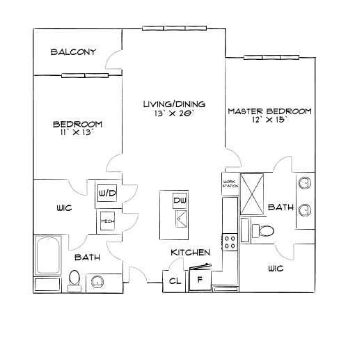 Design 2B20 1-303 floor plan