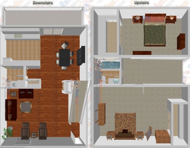 2 bd 1.5 ba Townhomes 11 floor plan