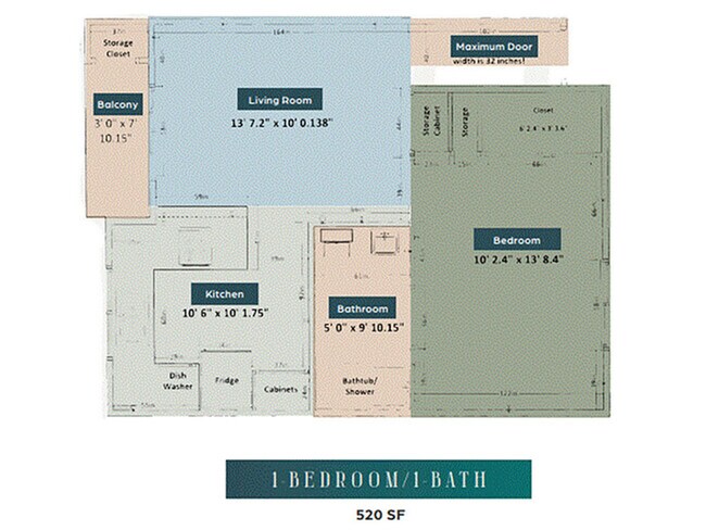 1x1 123B floor plan